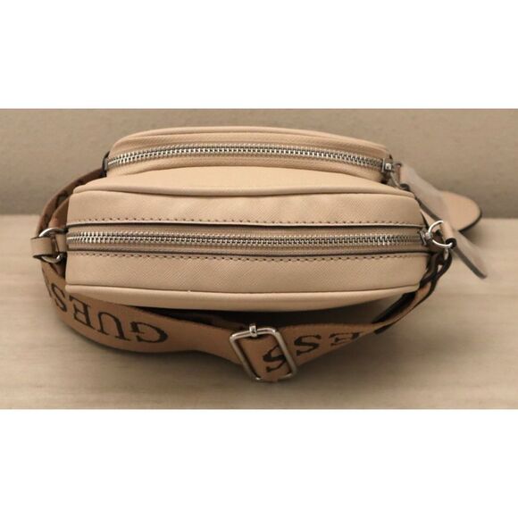 Guess SF948971 Beige PU Saffiano Leather Lya Mini Double-Zip Crossbody Bag - Picture 3 of 13